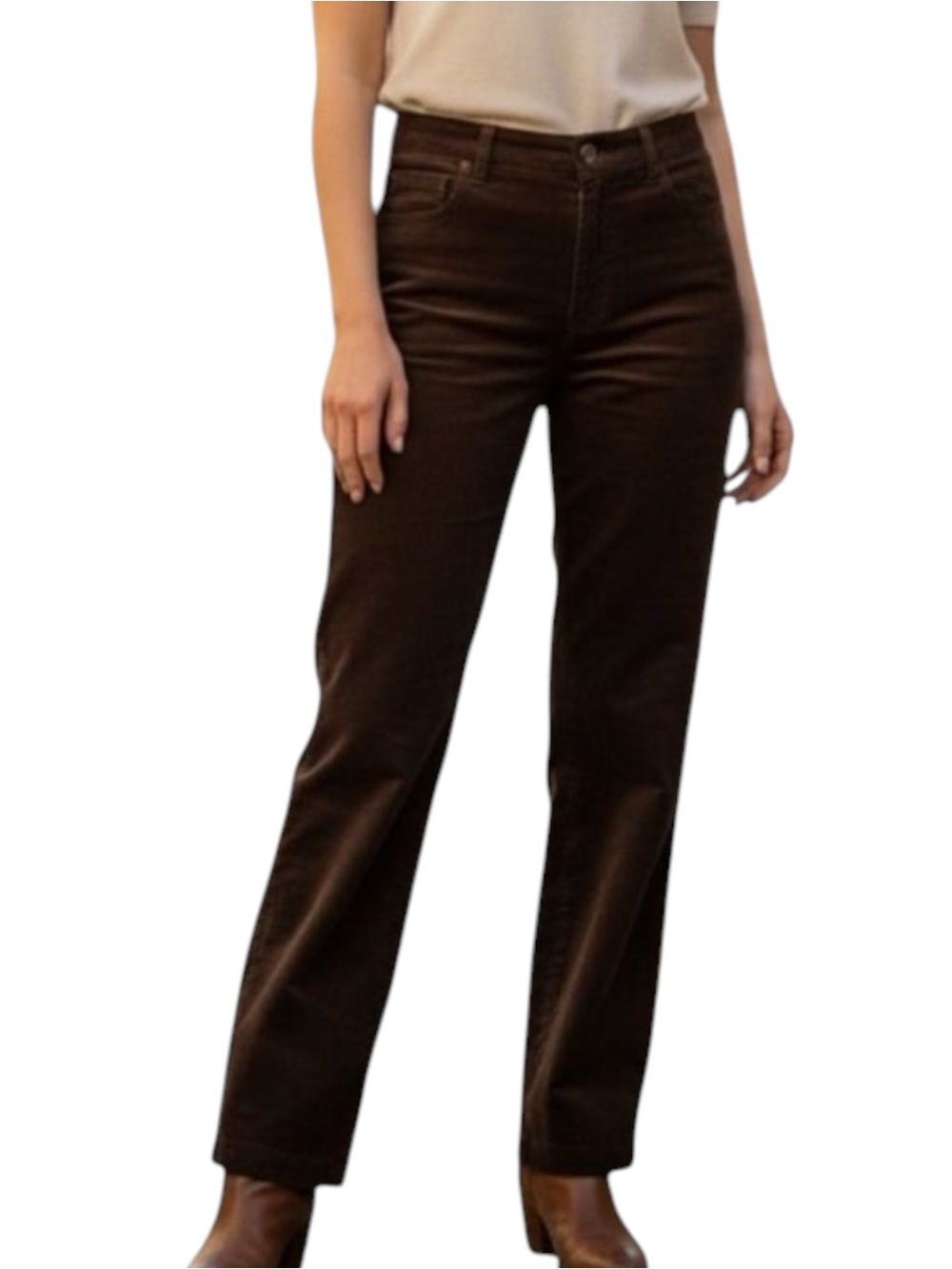 J McLaughlin Brown Corduroy Straight Leg Pants Size 8 Coastal Cowgirl Boho